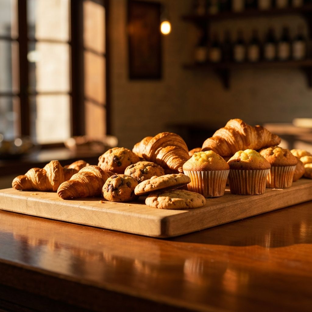 A selection of freshly baked pastries and sweet treats at Aunty Paul's